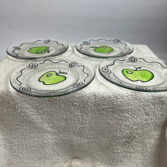 Vintage Hand Painted Apples Set of 5 Juice Pitcher & Stirer w/4 Matching Plates - Picture 8 of 11